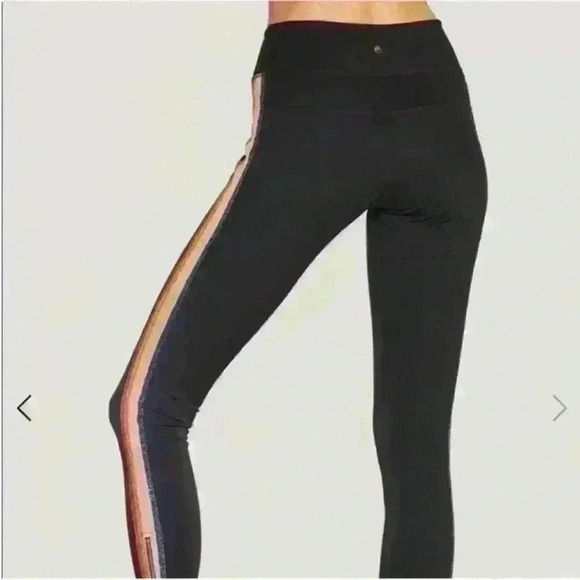 Spiritual Gangster "Rainbow Track Tight" Black With 5 Colored Stripes Small EUC - Picture 5 of 11